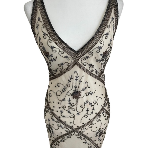 Vintage 90’s 100% Silk Beaded Dress Silk Slip Dress Backless White Gown Prom Y2K - Picture 12 of 16